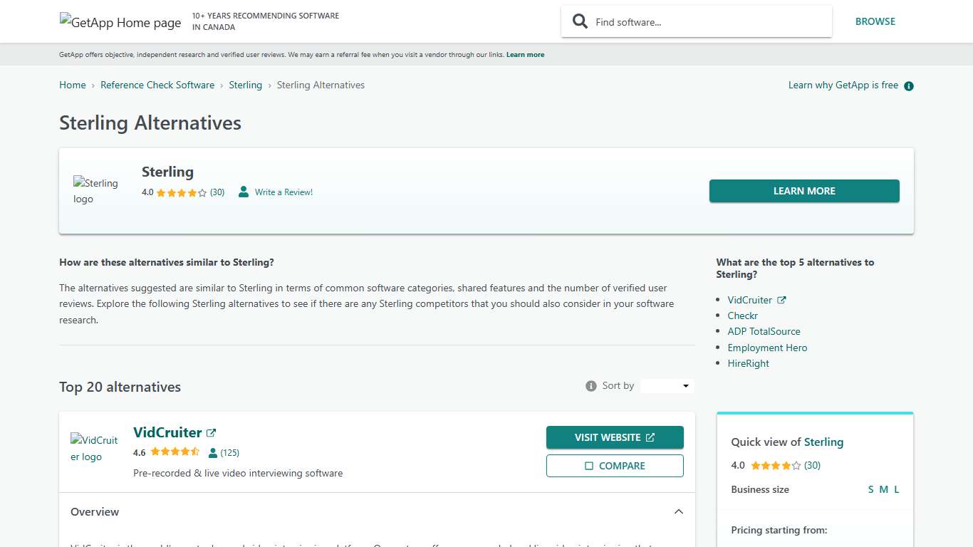 Top 20 Sterling Alternatives GetApp Canada 2026